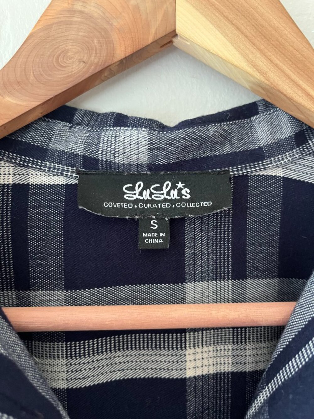 Lulus Sz S Navy Blue Plaid Shirt flannel Midi Dress with pockets Button down - Picture 4 of 10